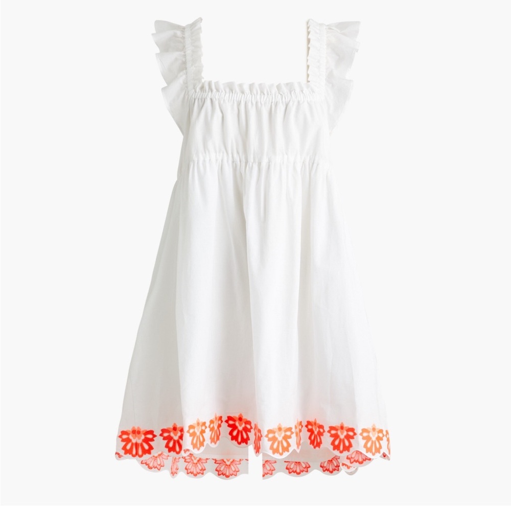 J Crew Factory Flutter-sleeve mini dress with neon embroidery NWOT size 4